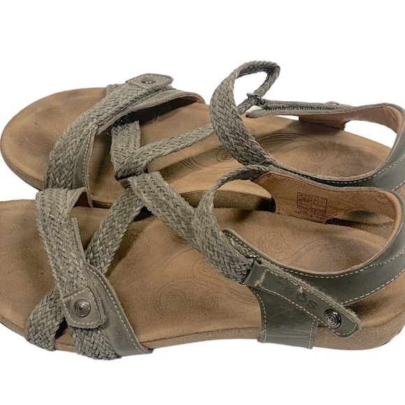 Taos Trulie Sandals Dark Gray Leather Size 10 Adjustable Strap Open Toe - Picture 3 of 5